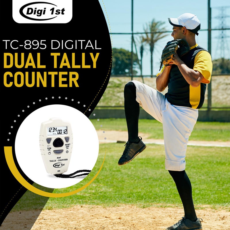 Digi 1st TC-895 Digital Dual Tally Counter, Electronic Up Down Clicker Counter, Add/Subtract People Counter, Handheld Pitch Counter for Golf, Lap & Sports Games - Image 2